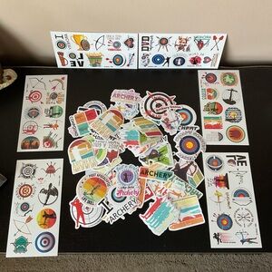 Archery Themed Sticker and tattoo set